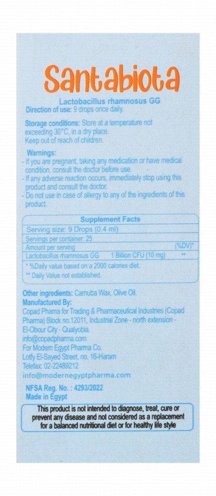 Santabiota 10mg Lactobacillus Rhamnosus GG Digestive System Support Oral Supplement Drops