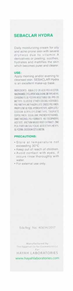 Sebaclar Hydra Moisturizing & Sebum Regulating Cream for Oily & Acne-Prone Skin