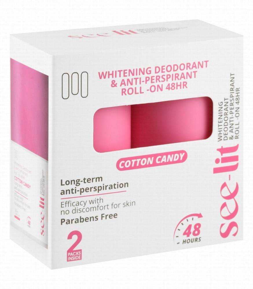 See-Lit 48H Antiperspirant Whitening Roll-On Deodorants Cotton Candy Scent - parabens free
