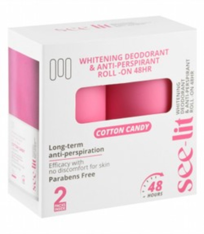 See-Lit 48H Antiperspirant Whitening Roll-On Deodorants Cotton Candy Scent - parabens free