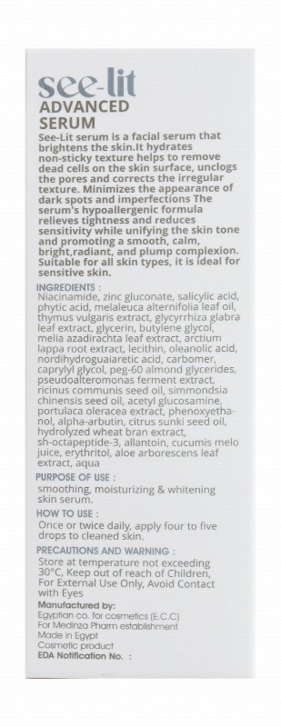 See-Lit Hypoallergenic Advanced Mattifying, Smoothing & Anti-Imperfection Face Serum with Niacinamide 20 & Zinc Gluconate - parabens free, fragrance free, alcohol free