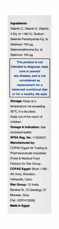 Selenostar 200mcg Selenium Supplement with Vitamin A, C & E