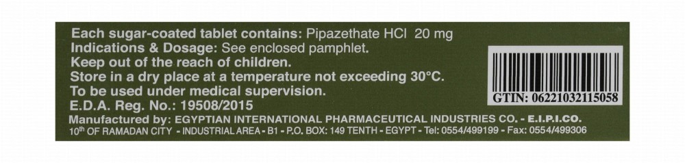 Selgon 20mg Pipazethate HCl Antitussive