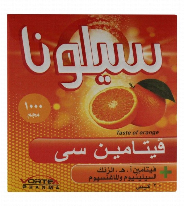 Selona 1000mg Vitamin C Supplement Sachets Orange Flavor with Vitamin A, E, Zinc, Selenium & Magnesium