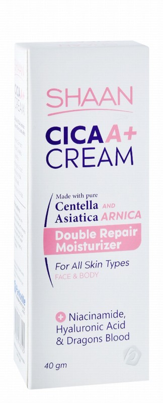 Shaan Cica A+ Non-Comedogenic Double Repairing & Moisturizing Face & Body Cream with Centella Asiatica, Arnica & Niacinamide for All Skin Types - parabens free, fragrance free