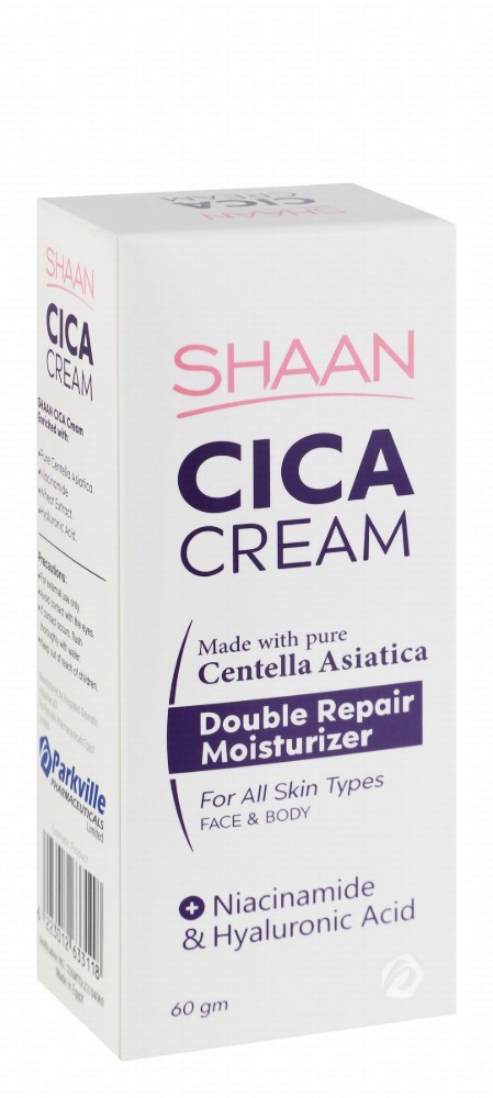 Shaan Cica Double Repairing & Moisturizing Face & Body Cream with Centella Asiatica, Niacinamide & Hyaluronic Acid for All Skin Types - non comedogenic, fragrance free, parabens free