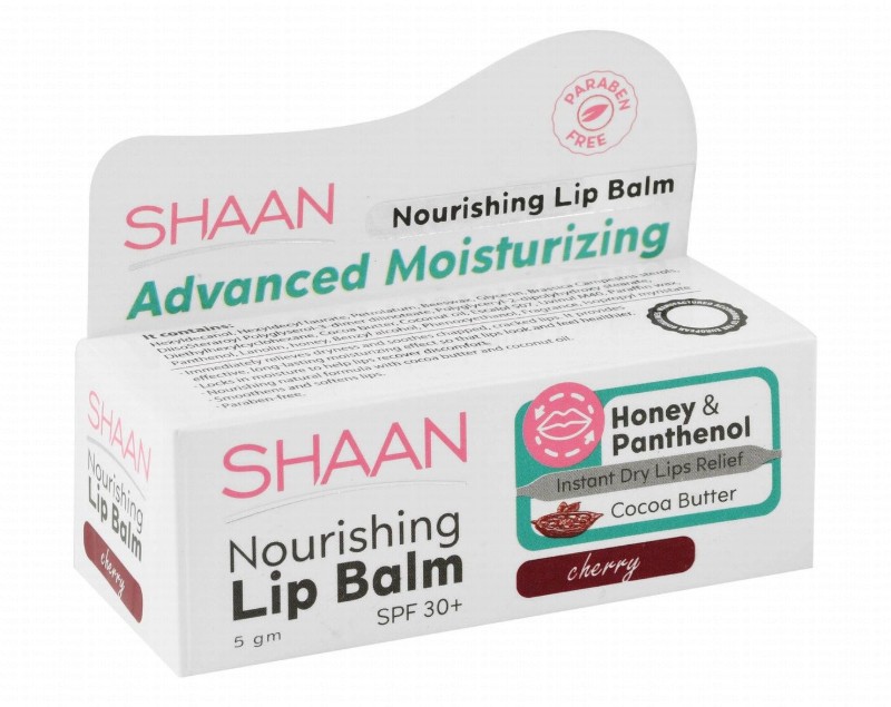 Shaan Moisturizing & Nourishing Lip Balm Cherry Flavor with Cocoa Butter, Honey & Panthenol for Dry, Chapped & Cracked Lips - parabens free