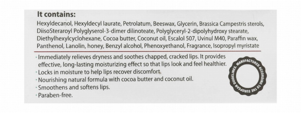 Shaan Moisturizing & Nourishing Lip Balm Cherry Flavor with Cocoa Butter, Honey & Panthenol for Dry, Chapped & Cracked Lips - parabens free
