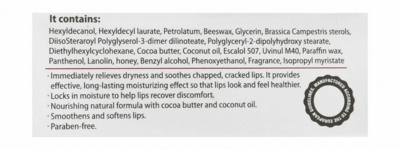 Shaan Moisturizing & Nourishing Lip Balm Cherry Flavor with Cocoa Butter, Honey & Panthenol for Dry, Chapped & Cracked Lips - parabens free