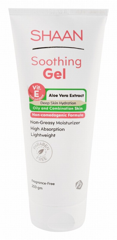 Shaan Non-Greasy Soothing, Moisturizing & Antioxidant Post-Laser Gel with Aloe Vera Extract & Vitamin E for Oily & Combination Skin - non comedogenic, parabens free, fragrance free