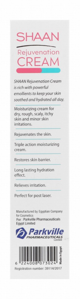 Shaan Rejuvenation Moisturizing Cream with Pro-Vitamin B5 for Dry & Sensitive Skin - parabens free