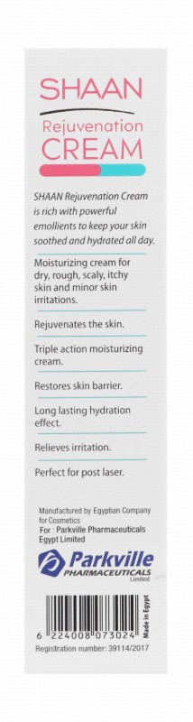 Shaan Rejuvenation Moisturizing Cream with Pro-Vitamin B5 for Dry & Sensitive Skin - parabens free