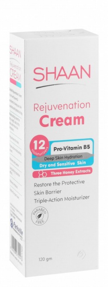 Shaan Rejuvenation Moisturizing Cream with Pro-Vitamin B5 for Dry & Sensitive Skin - parabens free