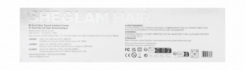 Sheglam It-Curl 39W 25mm One-Touch Instant Curler - Silver & Rose Gold, SGH-OTIC-01-25
