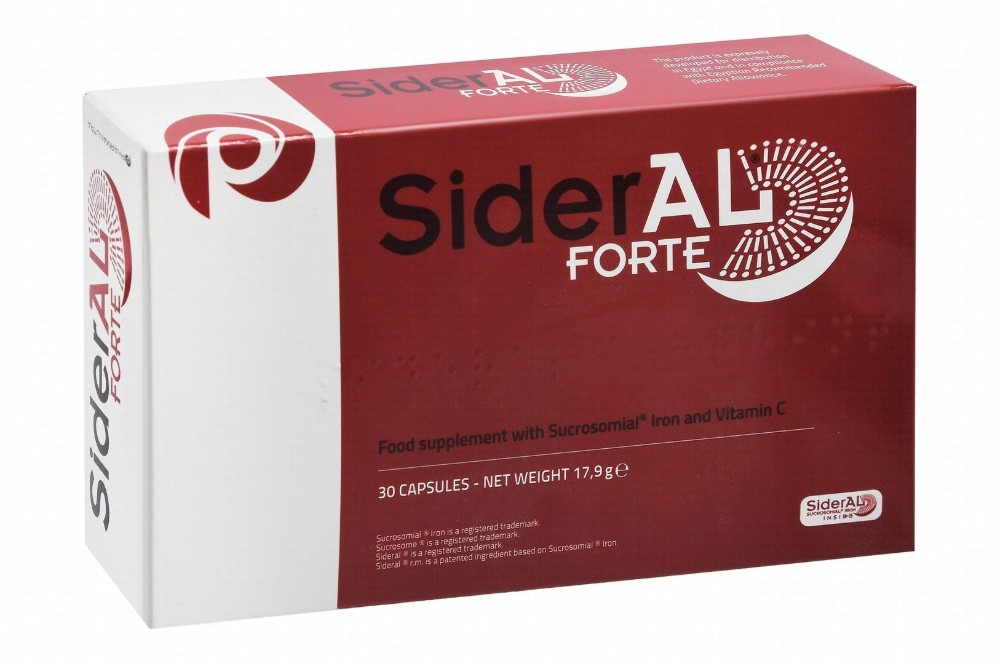 SiderAL Forte 70mg Vitamin C & 30mg Sucrosomial Iron Supplement - gluten free