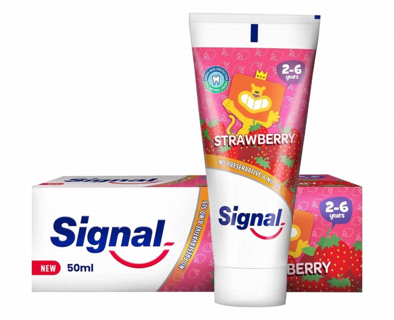 Signal Toothpaste Strawberry Flavor for Kids (2-6 Years) - SLS free, preservatives free