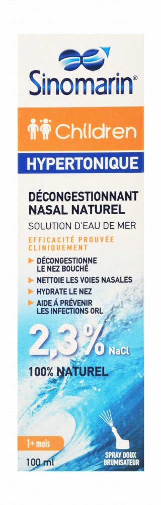 Sinomarin Decongesting Hypertonic Sea Water Nasal Solution Spray for Children (1+ Month) - preservatives free, drug free, chemical additive free