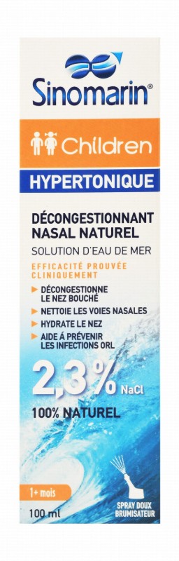 Sinomarin Decongesting Hypertonic Sea Water Nasal Solution Spray for Children (1+ Month) - preservatives free, drug free, chemical additive free