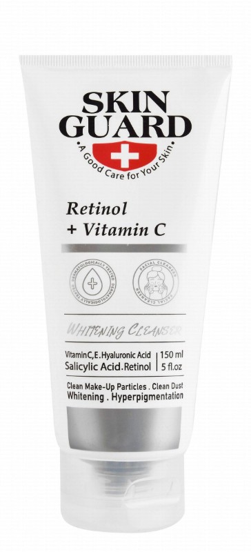 Skin Guard Whitening Facial Gel Cleanser with Retinol, Vitamin C & Hyaluronic Acid for All Skin Types - parabens free, animal testing free