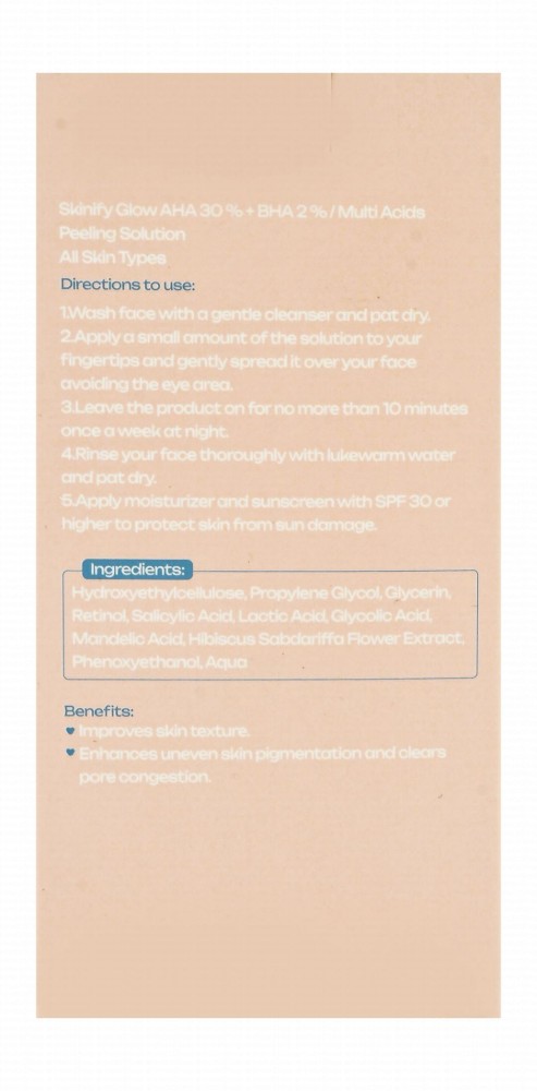 Skinify Glowing Multi Acids Peeling Solution with 30% AHA & 2% BHA for All Skin Types