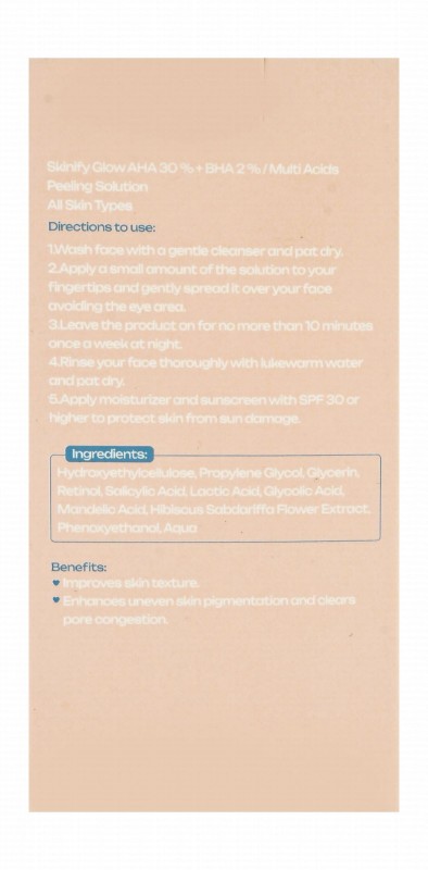 Skinify Glowing Multi Acids Peeling Solution with 30% AHA & 2% BHA for All Skin Types