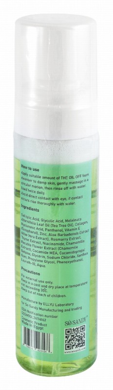 So Sandy The Oil Off Purifying Face & Body Cleansing Foam with Tea Tree Oil, Salicylic Acid & Hyaluronic Acid for Oily, Combination & Acne-Prone Skin - non comedogenic
