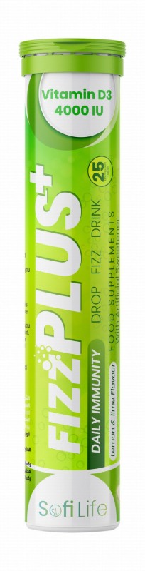 Sofi Life Fizz Plus 4000 IU Vitamin D3 Effervescent Tablets Lemon & Lime Flavor