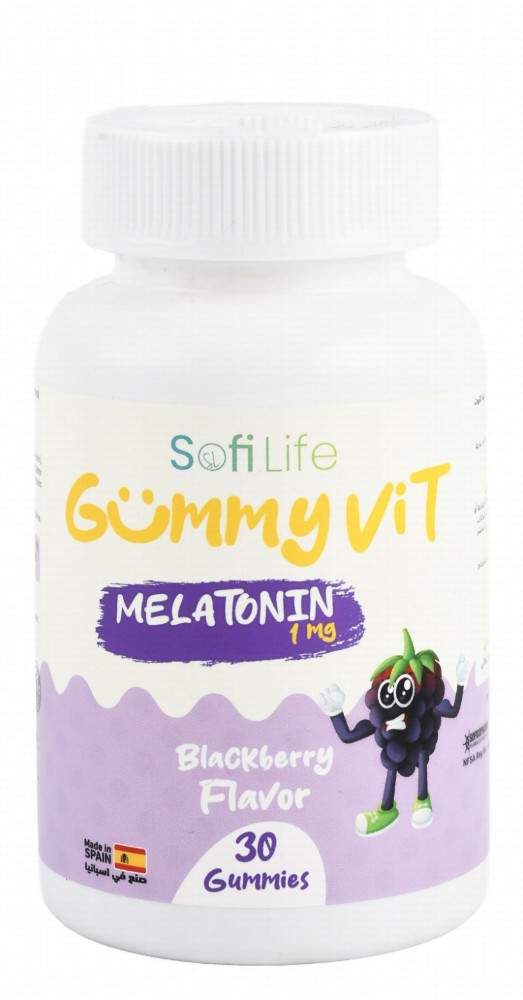 Sofi Life Gummy Vit 1mg Melatonin Dietary Supplement for Kids Blackberry Flavor - gluten free, artificial colors free, dairy free