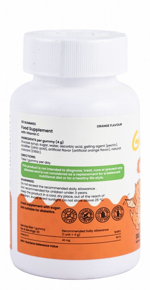 Sofi Life Gummy Vit Vitamin C Dietary Supplement for Kids Orange Flavor - gluten free, artificial colors free, dairy free