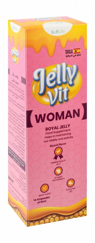 Sofi Life Jelly Vit Woman 300mg L-Methionine & 100mg Lyophilized Royal Jelly Vitality & Activity Maintaining Supplement Ampoules Biscuit Flavor with Green Tea Extract, Coenzyme Q10 & Vitamin E - gluten free, dairy free