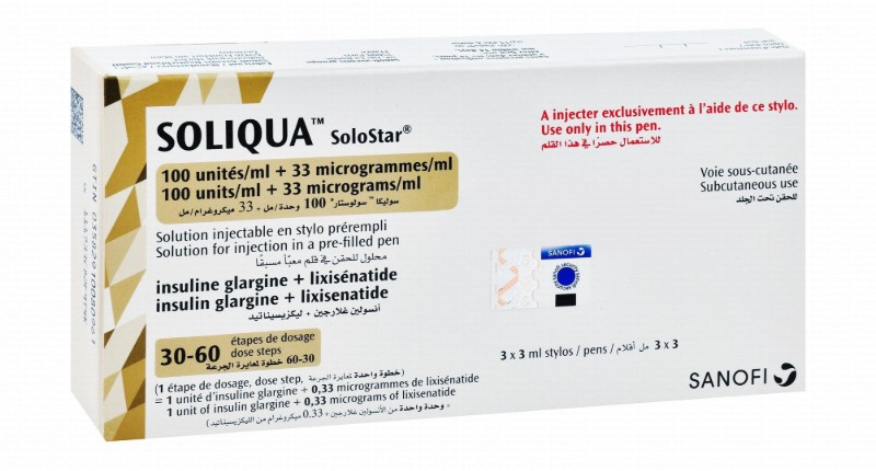 Soliqua Solostar 300 IU/ml Insulin Glargine Solution Pens for Injection
