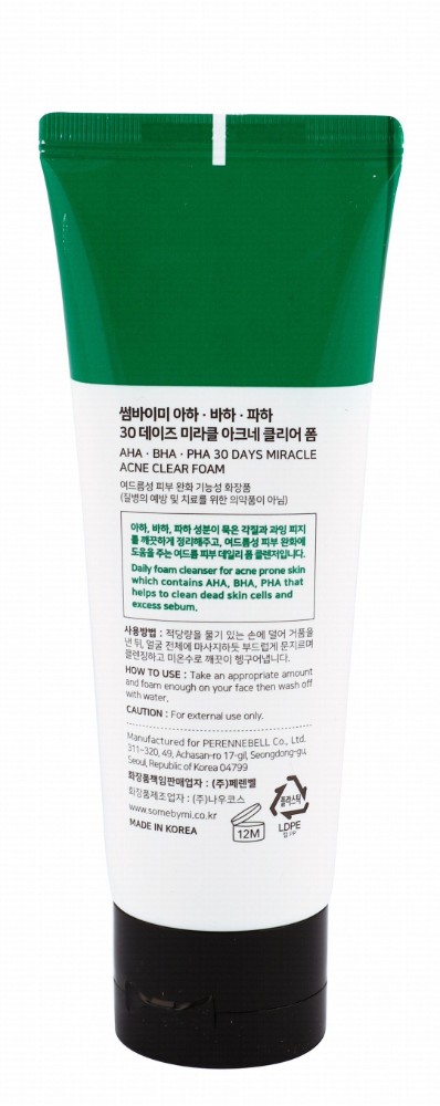 Some By Mi 30 Days Miracle Exfoliating Facial Cleansing Foam with AHA, BHA & PHA for Acne-Prone Skin