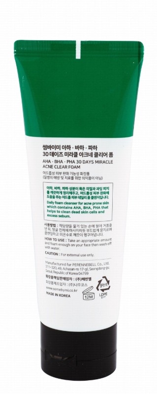 Some By Mi 30 Days Miracle Exfoliating Facial Cleansing Foam with AHA, BHA & PHA for Acne-Prone Skin