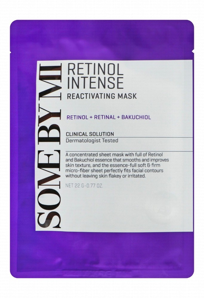 Some By Mi Intense Reactivating & Smoothing Facial Sheet Mask with Retinol, Retinal & Bakuchiol for Sensitive Skin