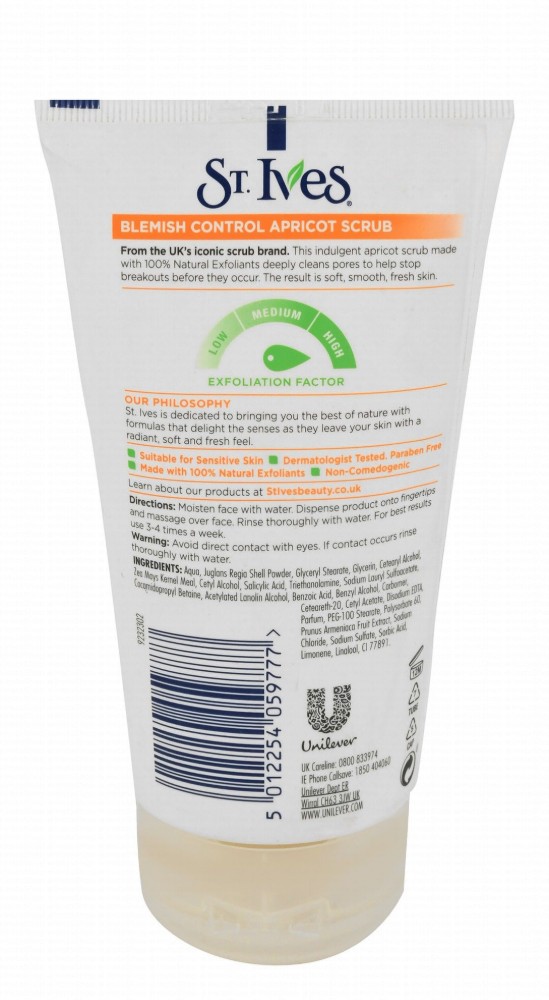 St. Ives Blemish Control & Pore Minimizing Apricot Face Scrub - parabens free, non comedogenic
