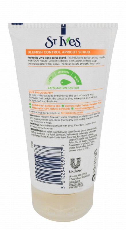 St. Ives Blemish Control & Pore Minimizing Apricot Face Scrub - parabens free, non comedogenic