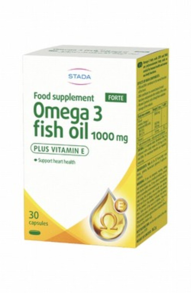 Stada 1000mg Omega 3 Fish Oil Heart Health Support Supplement with Vitamin E