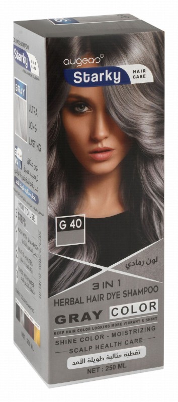 Starky 3in1 Moisturizing Herbal Hair Dye Shampoo Gray 40
