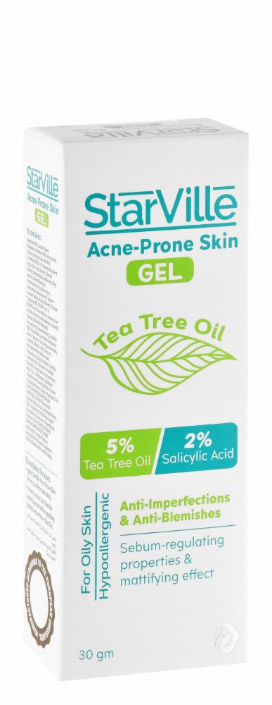 StarVille Hypoallergenic 5% Tea Tree Oil & 2% Salicylic Acid Anti-Blemishes & Anti-Imperfection Face Gel for Oily & Acne-Prone Skin