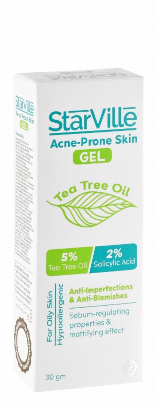 StarVille Hypoallergenic 5% Tea Tree Oil & 2% Salicylic Acid Anti-Blemishes & Anti-Imperfection Face Gel for Oily & Acne-Prone Skin
