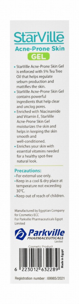 StarVille Hypoallergenic 5% Tea Tree Oil & 2% Salicylic Acid Anti-Blemishes & Anti-Imperfection Face Gel for Oily & Acne-Prone Skin