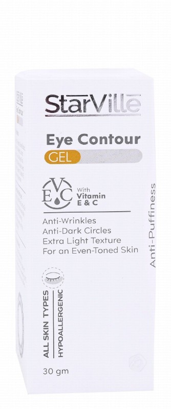 StarVille Hypoallergenic Anti-Wrinkle Eye Contour Gel with Vitamin E & C for Dark Circles & All Skin Types