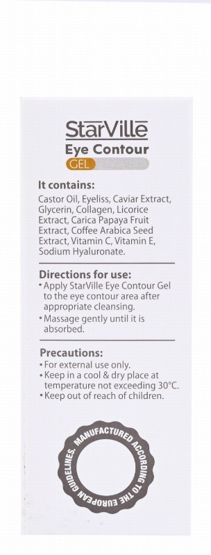 StarVille Hypoallergenic Anti-Wrinkle Eye Contour Gel with Vitamin E & C for Dark Circles & All Skin Types