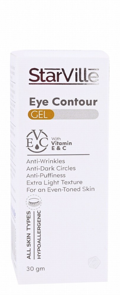 StarVille Hypoallergenic Anti-Wrinkle Eye Contour Gel with Vitamin E & C for Dark Circles & All Skin Types
