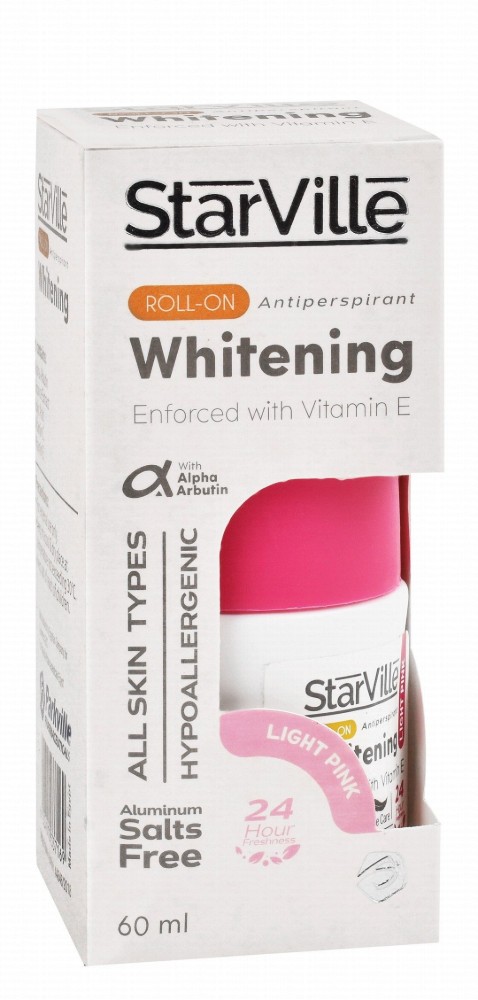 StarVille Hypoallergenic Antiperspirant Whitening Roll-On Deodorant Coconut Scent with Vitamin E for All Skin Types - aluminum salts free