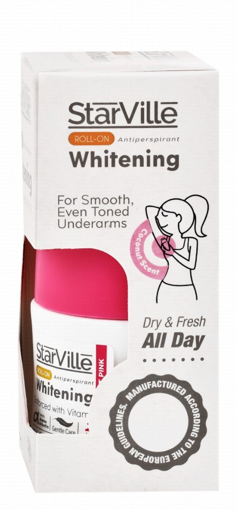 StarVille Hypoallergenic Antiperspirant Whitening Roll-On Deodorant Coconut Scent with Vitamin E for All Skin Types - aluminum salts free