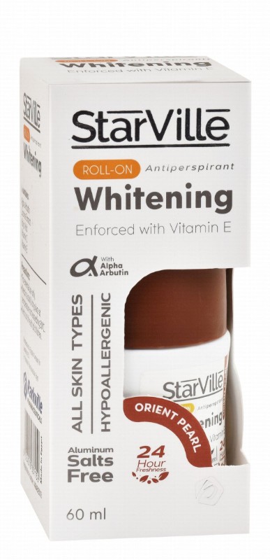 StarVille Hypoallergenic Antiperspirant Whitening Roll-On Deodorant Oriental Pearl Scent with Vitamin E for All Skin Types - aluminum salts free