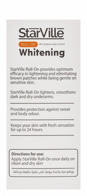 StarVille Hypoallergenic Antiperspirant Whitening Roll-On Deodorant Oriental Pearl Scent with Vitamin E for All Skin Types - aluminum salts free