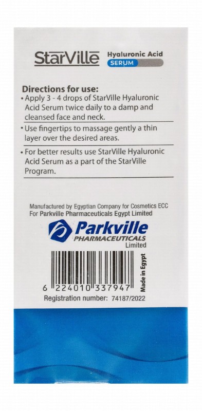 StarVille Hypoallergenic Hydrating, Rejuvenating & Anti-Aging Face Serum with Hyaluronic Acid, Vitamin E & B for All Skin Types