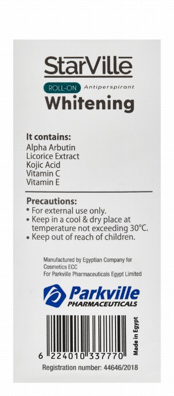 StarVille Hypoallergenic Whitening & Antiperspirant Roll-On Deodorant Fresh Breeze Scent with Vitamin E for All Skin Types - aluminum salts free